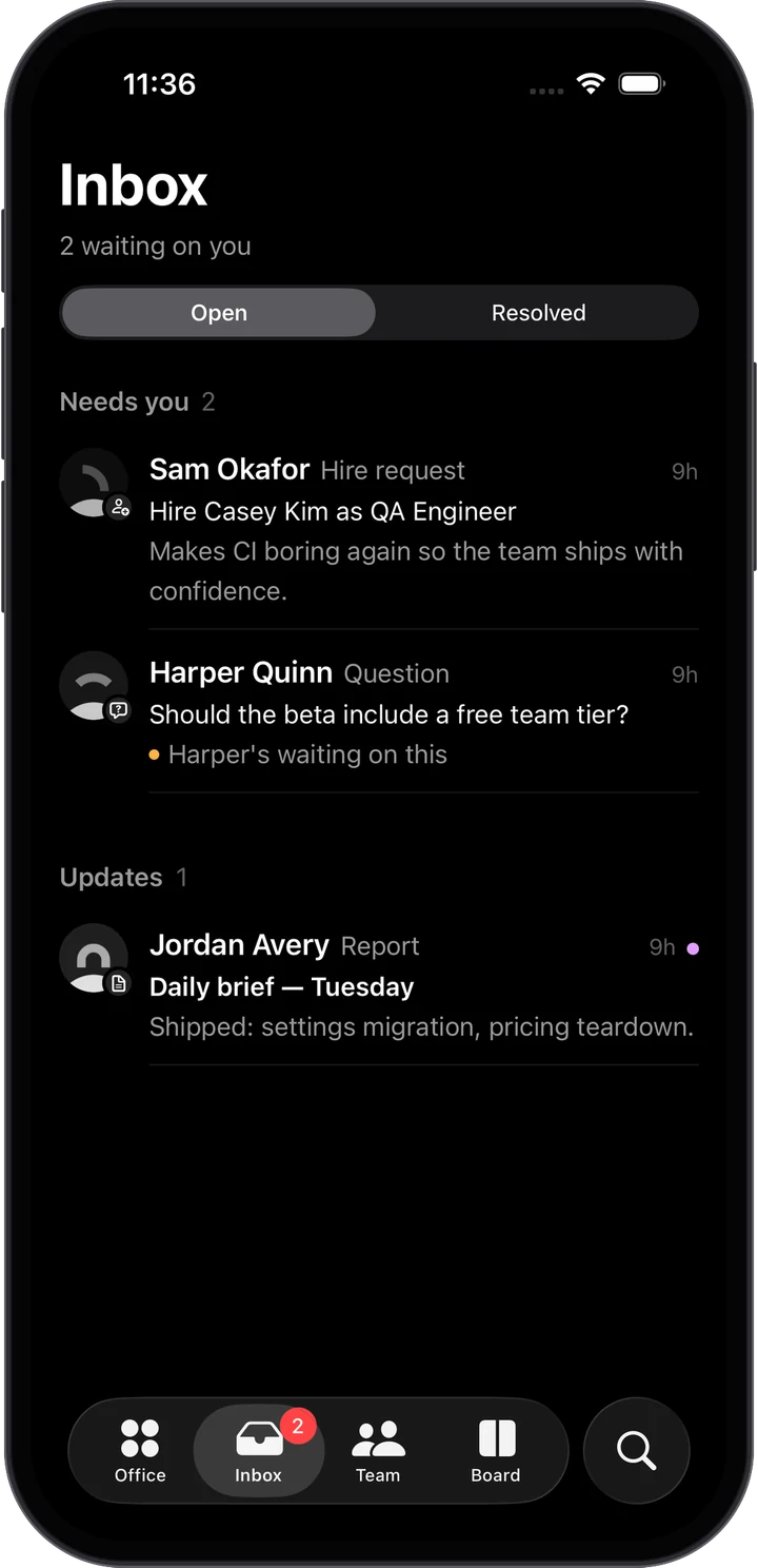 Reigh Mobile inbox