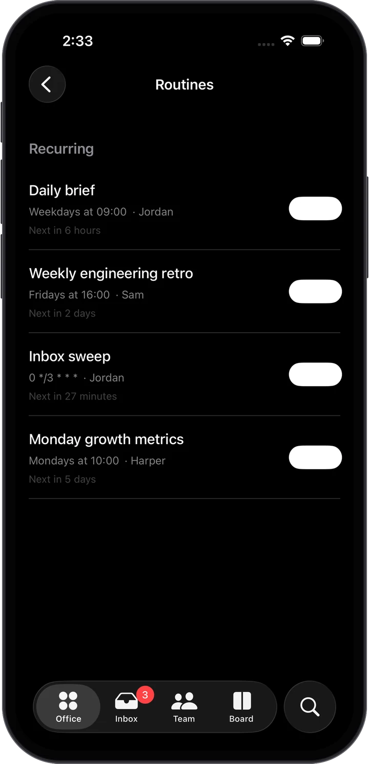 Recurring routines with toggles
