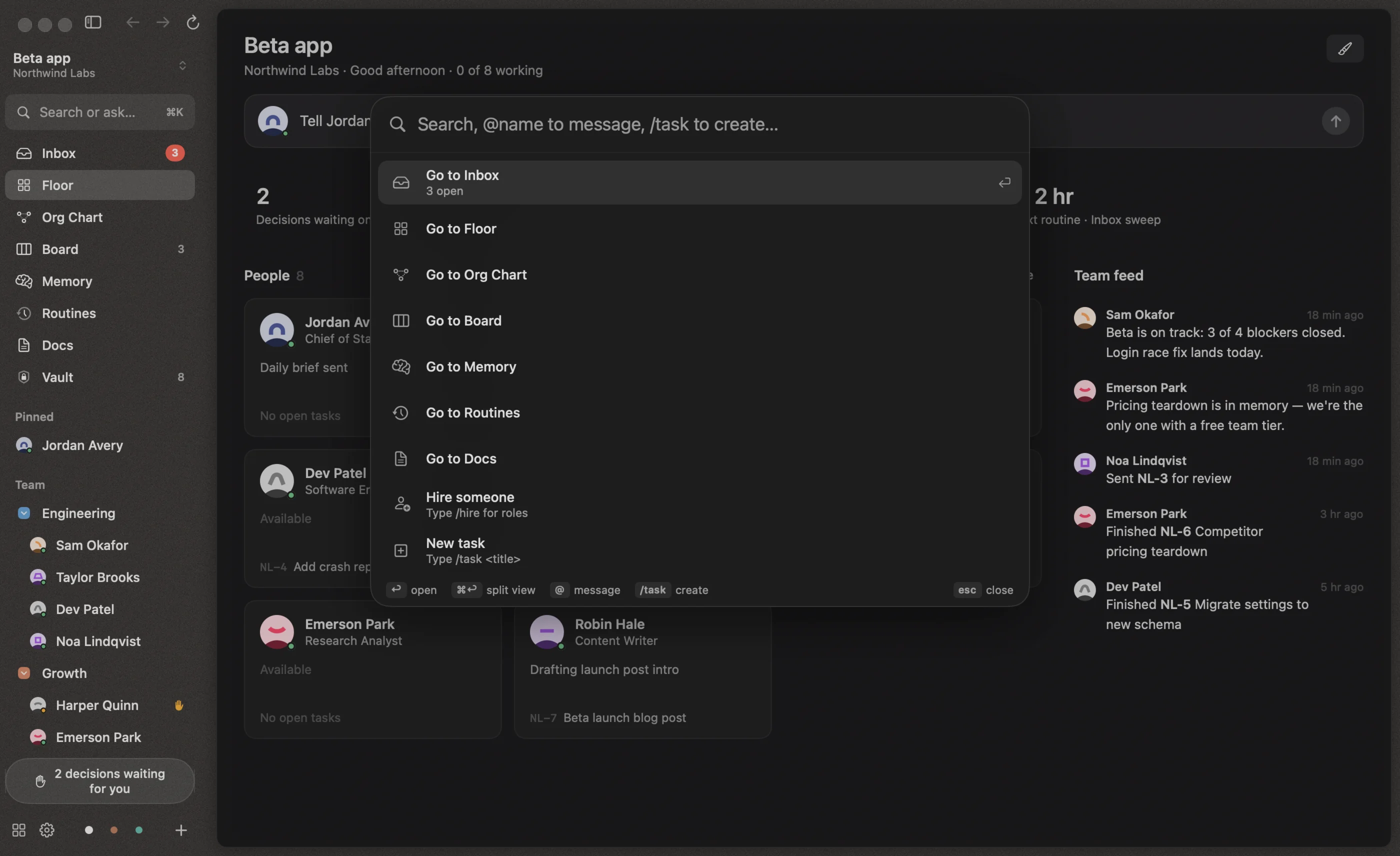 The command bar