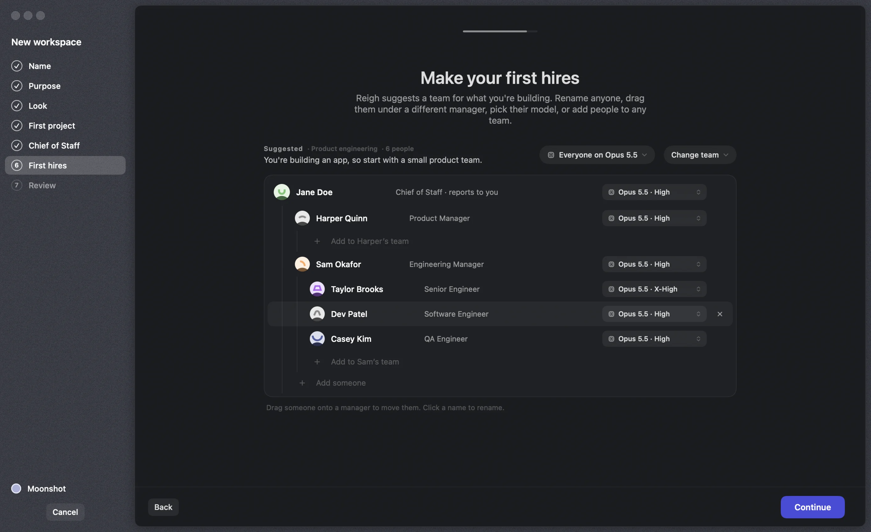 Make your first hires: a suggested team you can adjust
